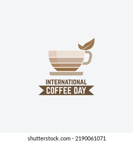 Vector illustration, flat style coffee cup with long shadow, as logo, icon or template, international coffee day.
