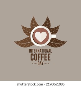 Vector illustration, flat style coffee cup with long shadow, as logo, icon or template, international coffee day.
