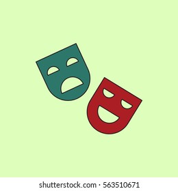 Vector illustration in flat style Comedy and tragedy theater mask