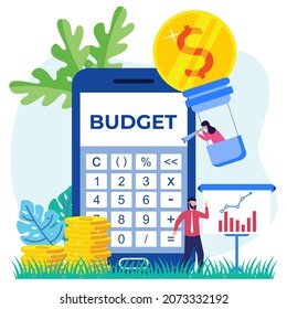 Vector illustration of flat style concept. Financial and welfare planning ideas. Business budget and income. Money allocation.
