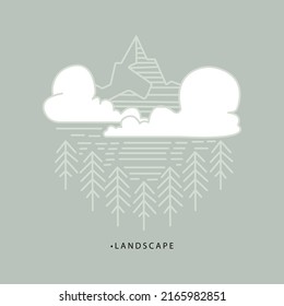 
Vector illustration. Flat style.
The concept of nature and travel. The picture shows mountains and clouds. The illustration is perfect for stickers and screensavers.