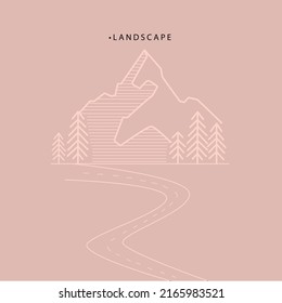 
Vector illustration. Flat style.
The concept of nature and travel. The picture shows mountains, trees and the road. The illustration is perfect for stickers and screensavers.