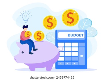 Vector illustration of flat style concept. Financial and welfare planning ideas. Business budget and income. Money allocation.