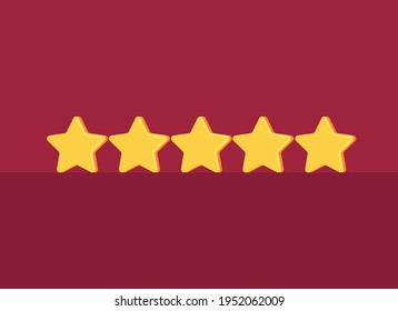 Vector illustration in flat style. Crimson background with five stars.
