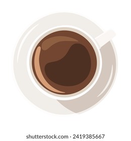 Vector illustration, flat style. Cup with hot drink, top view