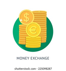 Vector illustration in flat style. Currency exchange icon. Money exchange illustration.