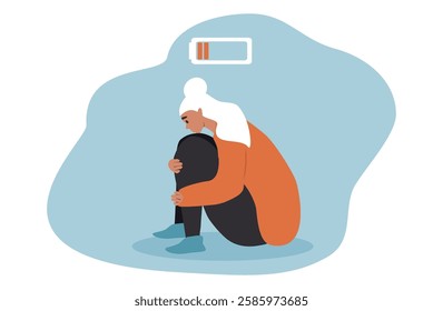 vector illustration in flat style. depression, burnout
