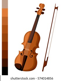 Vector illustration in flat style design Classical violin. Isolated musical instrument on white background.