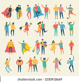 Vector illustration in a flat style of different activities people 