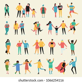 Vector illustration in a flat style of different activities people