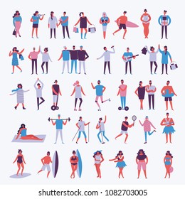 Vector illustration in a flat style of different activities people