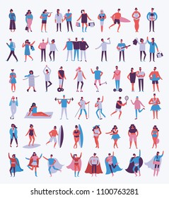 Vector illustration in a flat style of different activities people