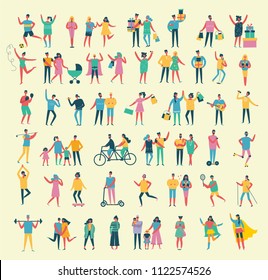 Vector illustration in a flat style of different activities people