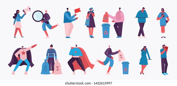  Vector illustration in a flat style of different activities people with smarthones, travelling, dancing, walking,  doing business, reading books, playing musical instruments