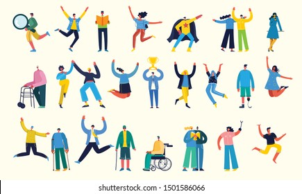 Vector illustration in a flat style of different activities people  in the flat style