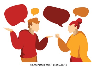 Vector illustration, flat style, discuss social networks, news, social networks, chat, dialogue speech bubbles