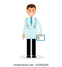 Vector illustration in flat style doctor on a white background