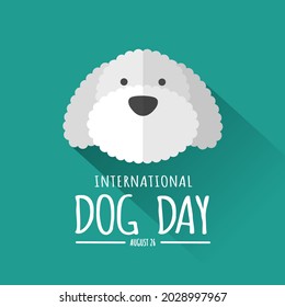 Vector illustration, flat style dog head icon with long shadow, as a banner, poster or template for International Dog Day.