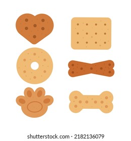 Vector illustration of flat style dog food set, bone cake, as template or banner, International Dog Biscuit Appreciation Day.