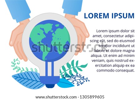 Vector illustration in flat style. Earth globe with electric car, alternative renewable energy. solar energy, technological solar panels. schedule design environmental resource. Ecology concept