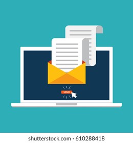 Vector illustration, flat style. Email marketing concept design. 