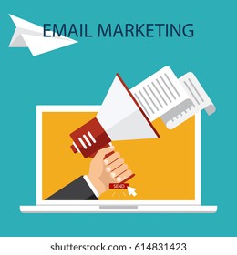 Vector illustration, flat style. Email marketing concept design. 