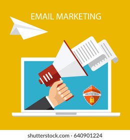 Vector illustration, flat style. Email marketing concept design. 