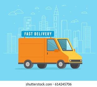 Vector Illustration Flat Style Fast Delivery Stock Vector (Royalty Free ...