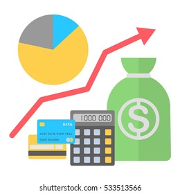 Vector illustration in flat style. Finance  growing concept.