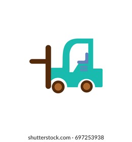 Vector illustration in flat style Forklift truck