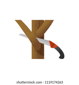 Vector illustration in a flat style, gardening icon, tree care banner.