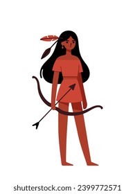 vector illustration in flat style of a girl with a bow in her hands