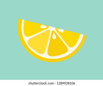 Vector illustration in flat style. Half lemon slices. Healthy vegetarian food. Citrus fruits. Decoration for greeting cards, prints for clothes, posters, menus.