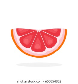 Vector illustration in flat style. Half grapefruit slices. Healthy vegetarian food. Citrus fruits. Decoration for greeting cards, prints for clothes, posters, menus
