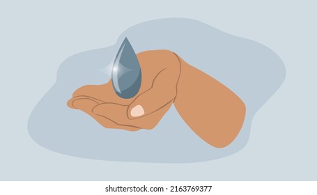 vector illustration in flat style - hand and water drop