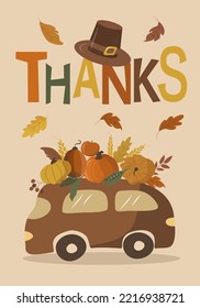 ilustración vectorial en estilo plano - tarjeta de felicitación de agradecimiento feliz