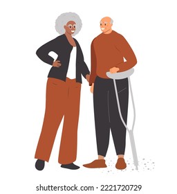 vector illustration in flat style. happy elderly couple