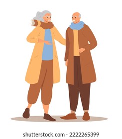 vector illustration in flat style - happy elderly family couple, man and woman