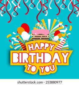 vector illustration of a flat style happy birthday
