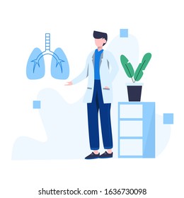Vector illustration of flat style health. Doctor, heart health, lungs
