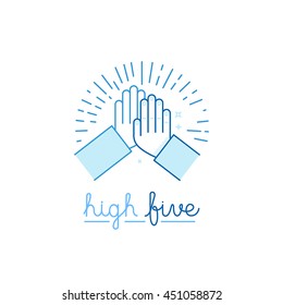 Vector illustration in flat style - high five - two hands giving a high five for success