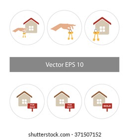 Vector illustration in flat style. Home icons set