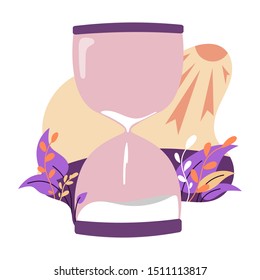 vector illustration in flat style. hourglass. time