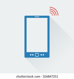 Vector illustration. Flat style. Icon smartphone with wifi