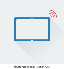 Vector illustration. Flat style. Icon tablet with wifi