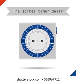 Vector illustration. Flat style. Icon. Socket timer daily for phyto light