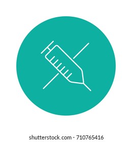 Vector illustration flat style icon, no syringe sign, concept against drug abuse.
