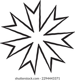 Vector illustration flat style. Isolated on transparency background. sun and rays with a brush. Abstract sketch.