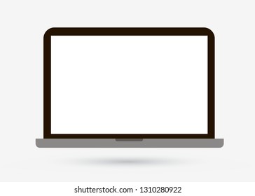 Vector illustration in flat style Laptop isolated PC Computer with space for your text message on white screen.