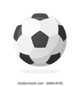 Vector illustration in flat style. Leather soccer ball. Sports equipment. Decoration for greeting cards, prints for clothes, posters, wallpapers